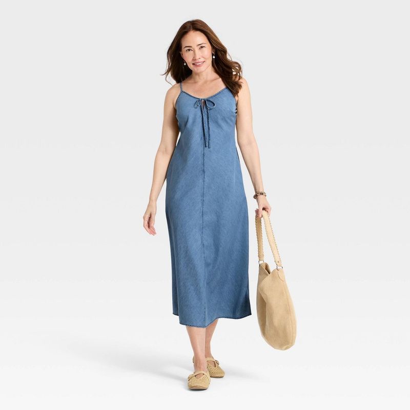 Women's Chambray Maxi Sundress - Universal Thread Blue S — image 3 of 3